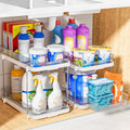 2 Tier Under Sink Organizer 2 Pack – Pull Out Bathroom & Kitchen Storage with Dividers